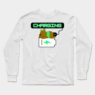 Charging Low Battery Bear Funny Long Sleeve T-Shirt